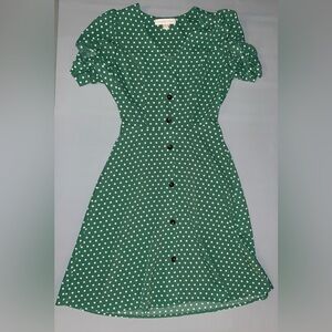 Monteau LA Green Polka-Dot Dress